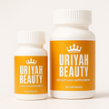 Two 'Uriyah Beauty' supplement bottles on a white background